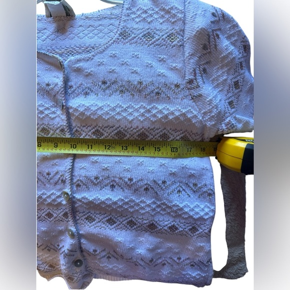 Vintage Reba Rose White Button Up Short Sleeve Sweater Small cottagecore - Picture 6 of 6